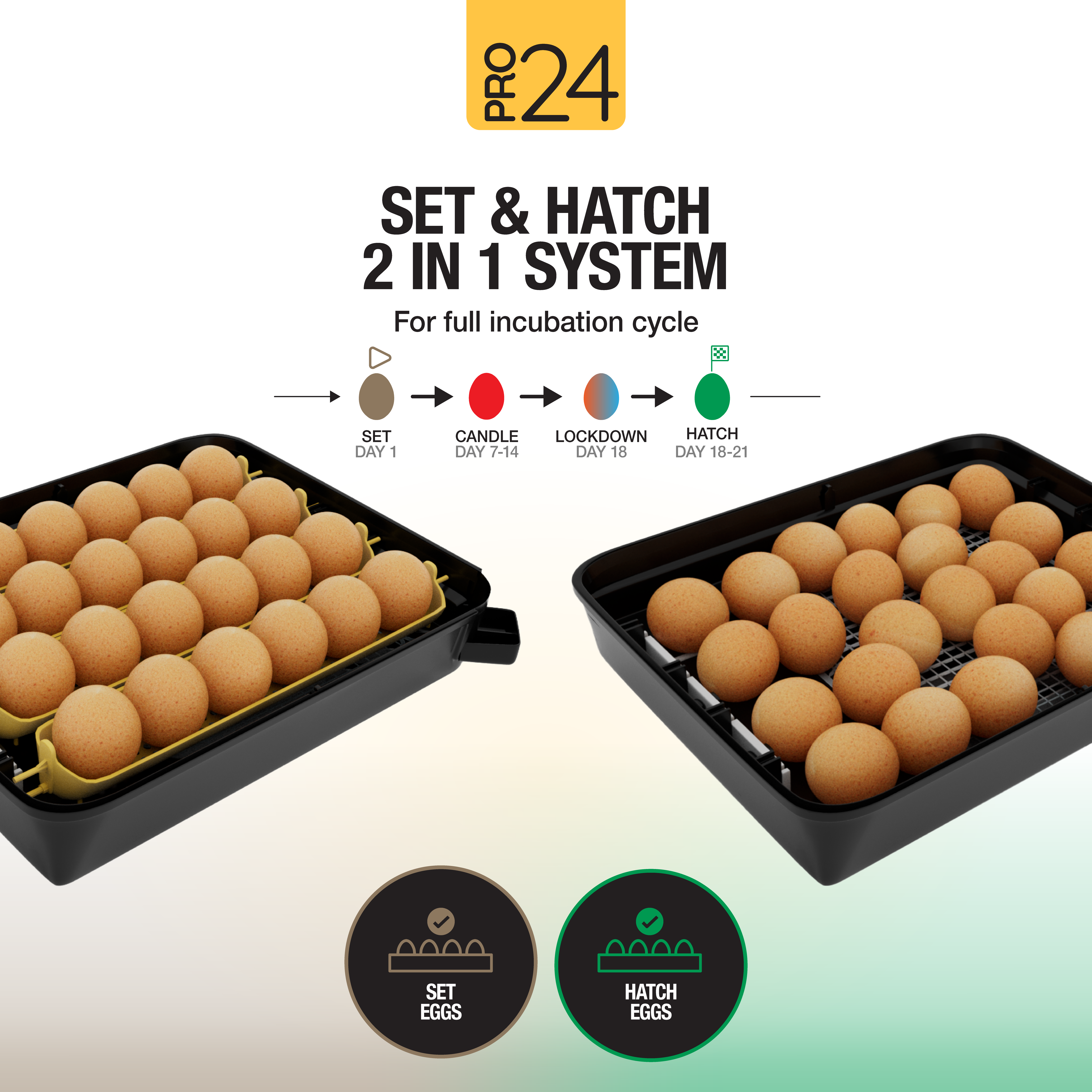 Pro24 Tabletop Automatic Egg Incubator (24 Eggs)